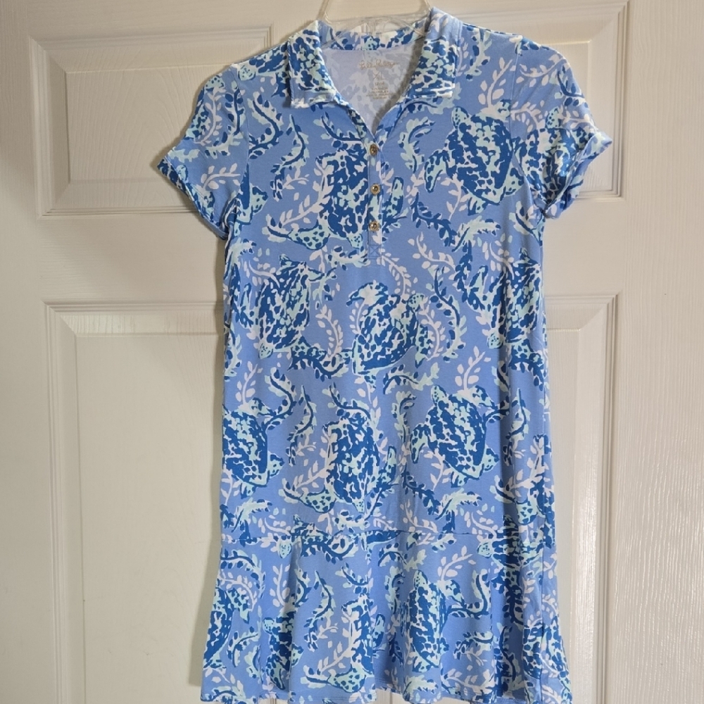Girls Lilly Pulitzer Blue and White Buttoned Polo Sundress NWOT